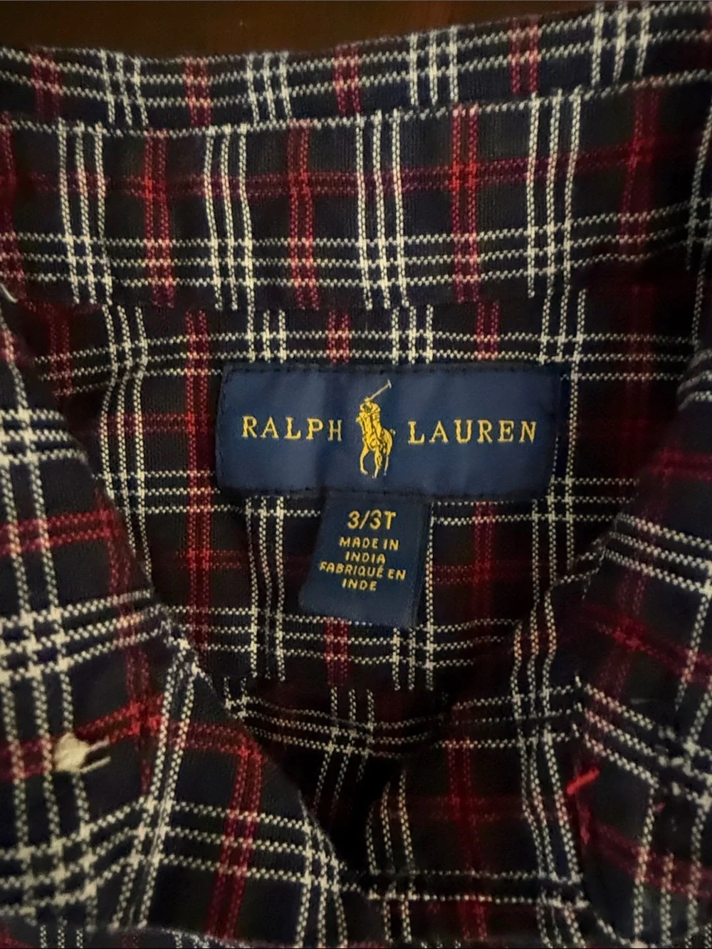 Ralph Lauren Navy, Red & White Plaid Cotton Button-Down Shirt